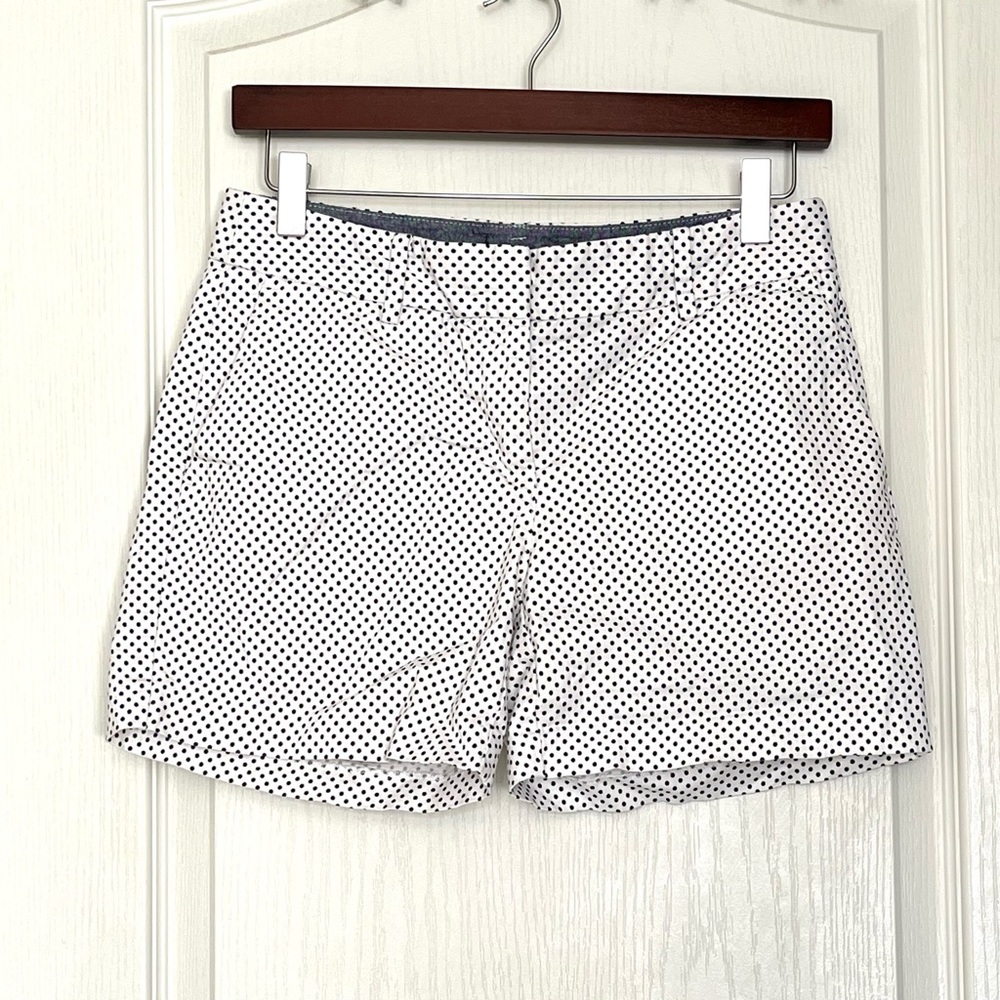 Nautica White & Navy Polka Dot Chino Shorts Sz 4 Coastal Grandma Preppy Casual